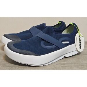 OOFOS OOmg Low Mesh‎ Recovery Shoe Comfort Slip On White Navy Mens Size 10.5 NWT